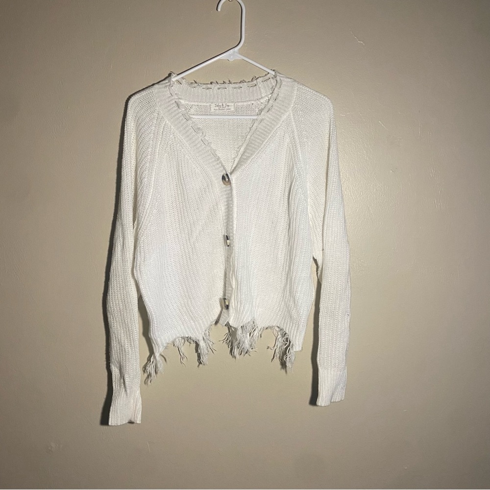 White Knit Tase Detail Cardigan